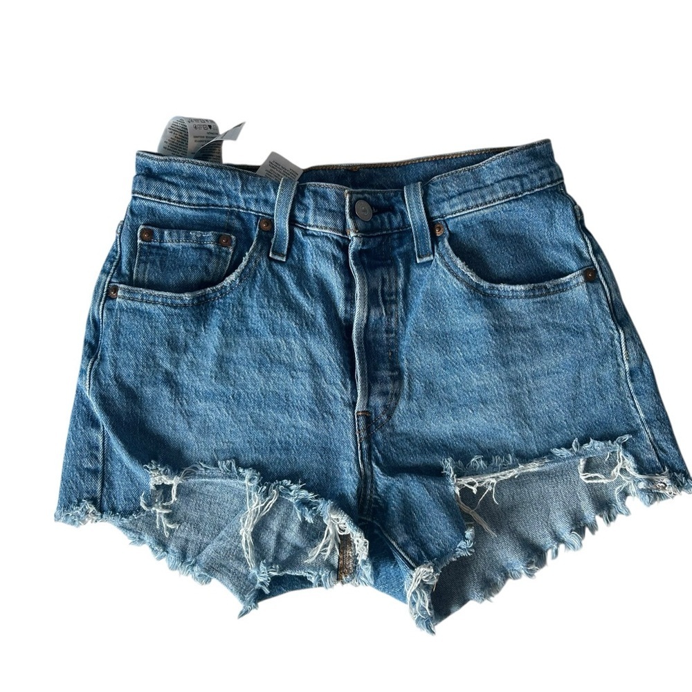 Levi’s 501 High Rise Cutoff Shorts Distressed Raw Hem Sz 25